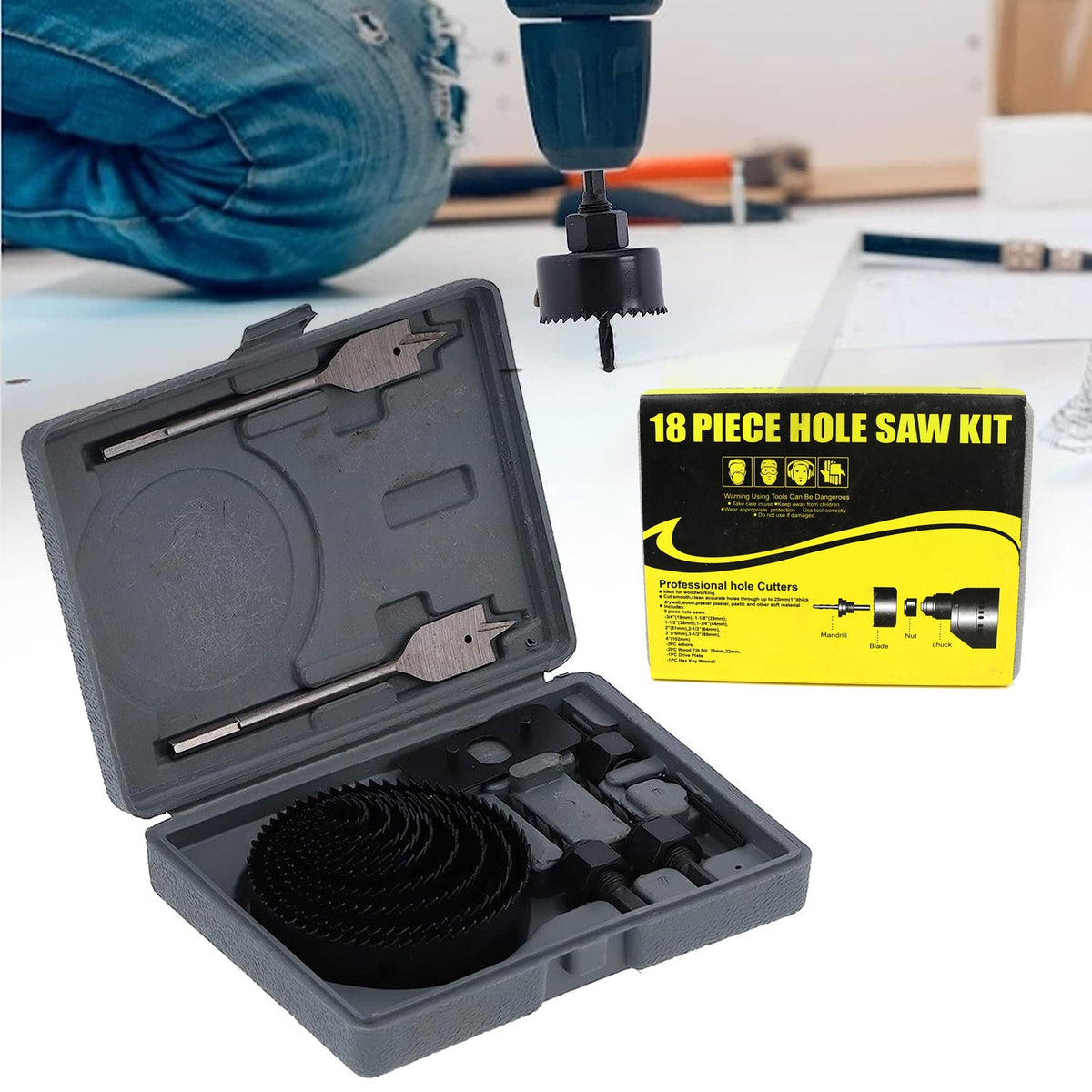 High-Precision Drill Hole Cutter Kit for Wood, PVC & Plastic – The Ultimate 18 Pcs Hole Saw Set in India