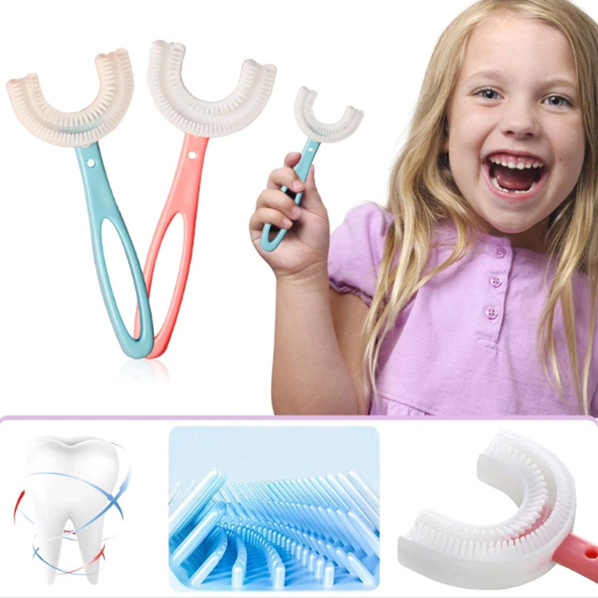 Make Brushing Fun & Easy with the Kids U-Shaped Large Toothbrush – Perfect for Toddlers and Children