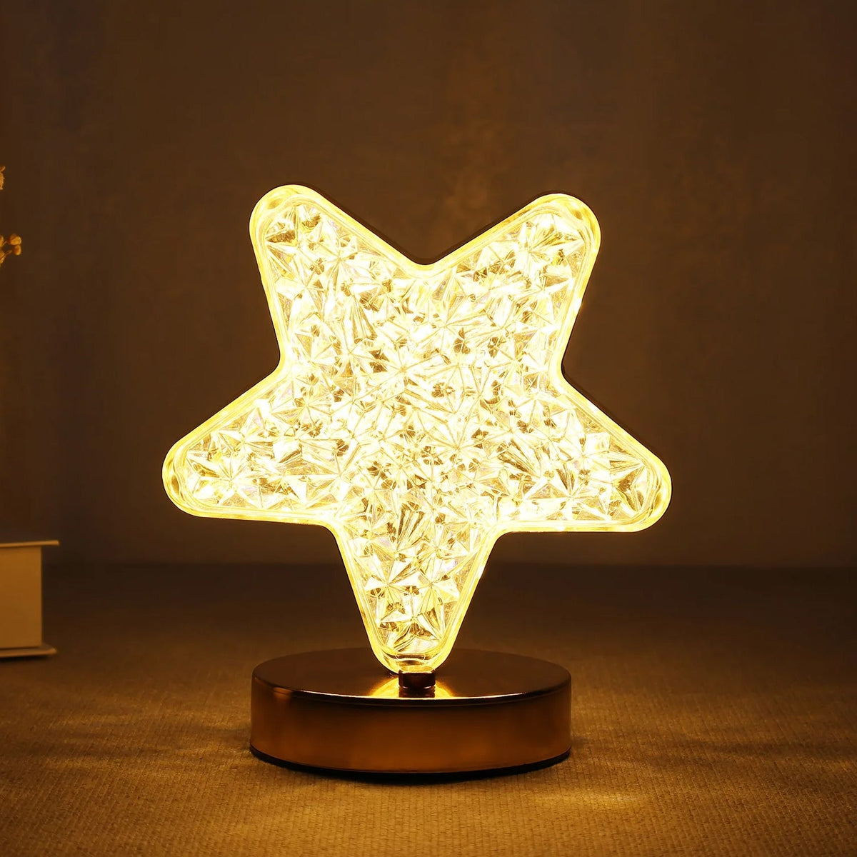 Add Elegance to Your Space with the Star Shape Crystal Diamond Lamp – A Cordless, USB Rechargeable Nightstand Lamp for Bedrooms, Living Rooms, and Parties