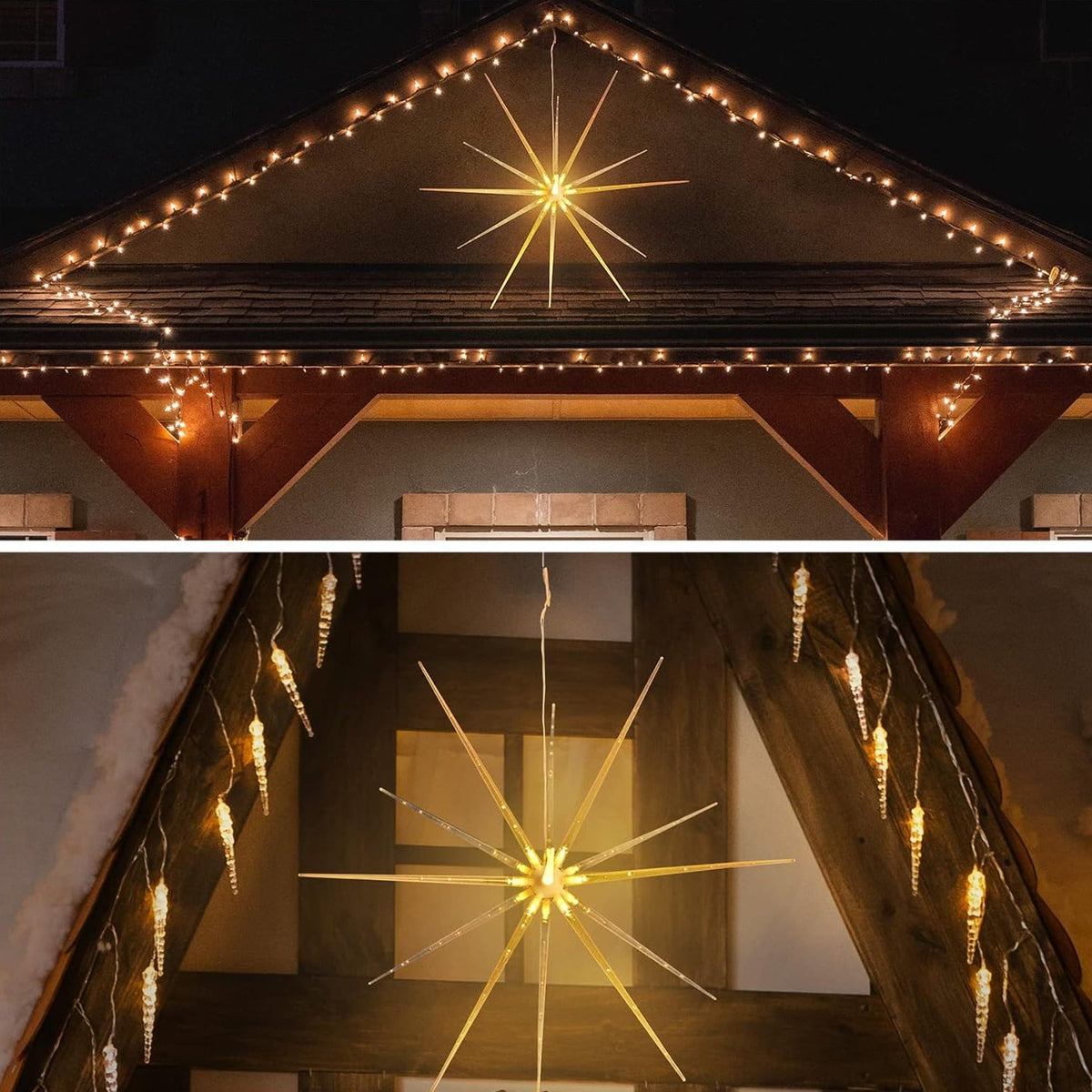 Transform Your Space with 3D Gold Star Hanging Decoration – Acrylic Look Luminous Stars for Home, Garden, Weddings, and Festive Celebrations