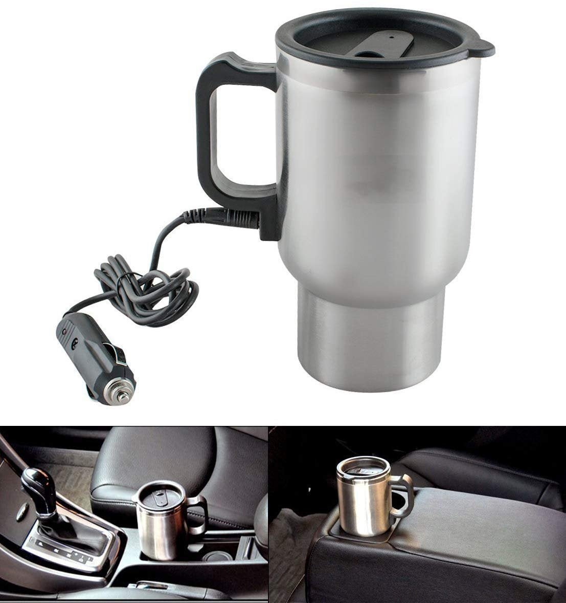 Stay Refreshed on the Road: 12V Car Charging Electric Kettle Mug (Silver) – Perfect for Long Drives in India