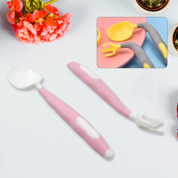 silicone-bendable-kids-feeding-spoons-and-forks-toddler-utensils-with-travel-case-baby-spoon-and-fork-set-for-self-feeding-learning-bendable-handle-for-kid-children-toddlers-2-pc-set