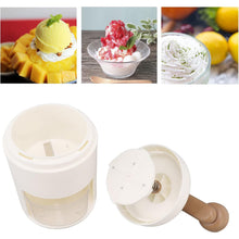 Portable ice crusher for making shaved ice and smoothies.