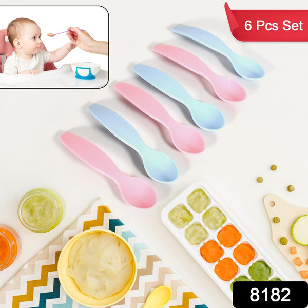 8182-kids-cute-food-grade-foods-feeding-training-silicone-baby-spoon-set-of-6-pcs