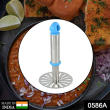 Durable stainless steel masher for mashing potatoes and making pav bhaji.