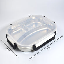 Durable white lunch box with stainless steel compartments