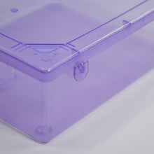 Clear storage container with a secure lid, designed for storing household items, clothes, and essentials.