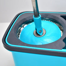 Plastic bucket spin mop with big wheels for convenient floor cleaning