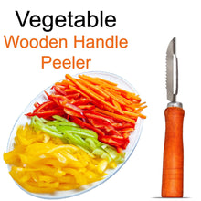 Efficient stainless steel vegetable peeler, wooden handle